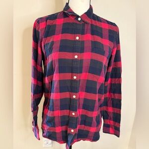 Vintage Gap The Fitted Boyfriend preppy red & black checkered plaid button up SM